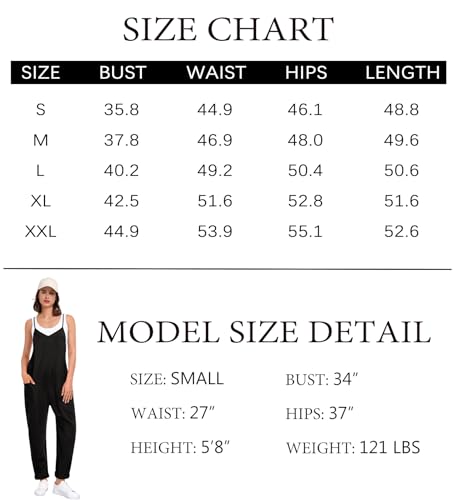 SWOMOG Women's Causal Jumpsuits V Neck Sleeveless Harem Overalls Stretchy Adjustable Strap Romper with Pockets Khaki Small