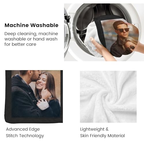 inkArts Custom Blanket with Photos Text Personalized Blanket Thows with Picture Customizable Blanket Photo Blankets Customize Valentines Day Gifts for Mom Dad Couple Girlfriend Boyfriend Wife Husband