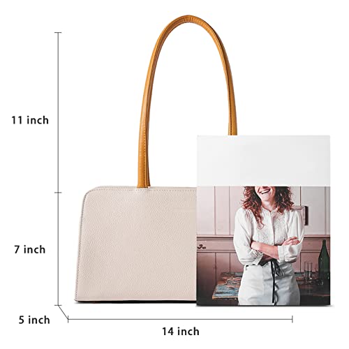 BOSTANTEN Women Designer Handbags Genuine Soft Leather Top Handle Purses and Handbags Satchel Shoulder Bag, Beige