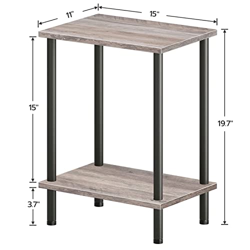 HOOBRO End Table, Small Side Table, Nightstand with 2-Layer Storage Shelves, Sofa Table for Small Spaces, Living Room, Bedroom, Stable Frame, Easy Assembly, Black BB09BZ01