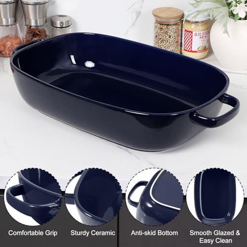 4.5 Quart Ceramic Baking Dish,Serving Bakeware for Casserole,Lasagna,Gratin,Broiling,Roasting,and Baking.Large Deep 14x10x3.11 inches Pan,Safe for Oven Microwave Refrigerator Disinfection Cabinet and