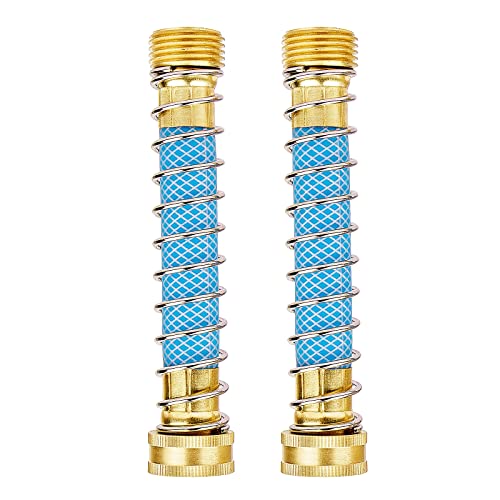 FEVONE Garden Hose Extension 5.7" Hose Extender, Fits Hoses/Pipes of All Replacement/Replaceable Parts, Short Hose Connectors with Coil Spring, Solid Brass Fittings, No Leak, 2 Pack