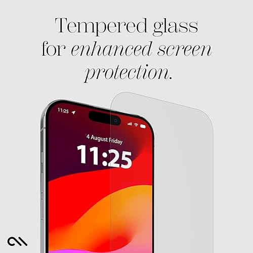 Case-Mate iPhone 15 Screen Protector - 6.1 Inch - Anti-Scratch Tempered Glass with Shatter Protection - Durable 9H Glass with Touch Sensitivity, High Clarity, Case Friendly, Easy to Apply