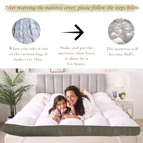 WhatsBedding 3 Inch Memory Foam Mattress Topper Full Size Memory Foam Filled Bamboo Cooling Fluffy & Soft 100% Air Fabirc Top Pillow Top, Anti-Slip Bottom, 4 Elastic Straps, 75x54x3 Inch, Full