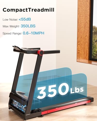 Lacuffy Foldable Treadmill, 3.5 HP Portable Treadmills for Home with 350 LBS Capacity, Walking Running Jogging Incline Treadmill with Bluetooth Connectivity APP