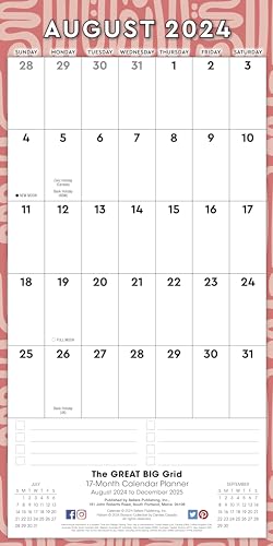 Great Big Grid 2025 Wall Planner, 17-Months Calendar Planner: August 2024 - December 2025, 12" x 12"