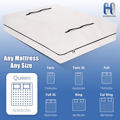 HOMESURE Mattress Bags for Moving and Storage with 8 Handles - Mattress Cover for Moving - Heavy Duty, Strong Zipper Closure, Moving Supplies & Moving Bag - Semi-Transparent, Twin