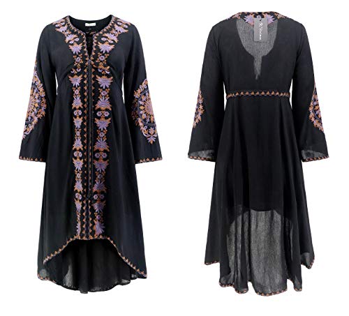 R.Vivimos Womens Cotton Embroidered High Low Long Dresses Small Peach