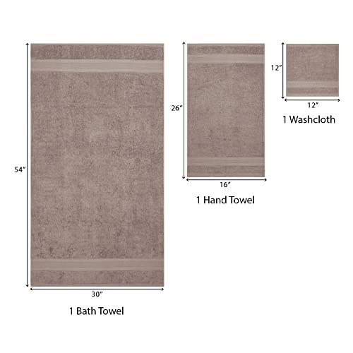 TRIDENT Soft & Plush Luxury Towel Set, 100% Cotton, 1 Bath Towel, 1 Hand Towel, 1 Washcloth, Highly Absorbent Towels for Bathroom, 3 Pieces snowclad White Towel Sets