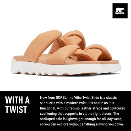 Sorel Women's Viibe Twist Slide Sandals - Honey White, Gum 17 - Size 10