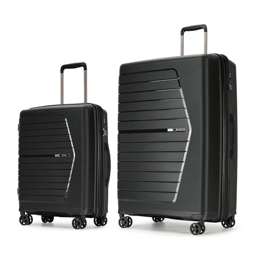 GinzaTravel Luggage Sets 3 Piece Expandable Suitcase Set, PP Hardshell Suitcase with Spinner Wheels,Lightweight Carry On Luggage with TSA Lock,Black