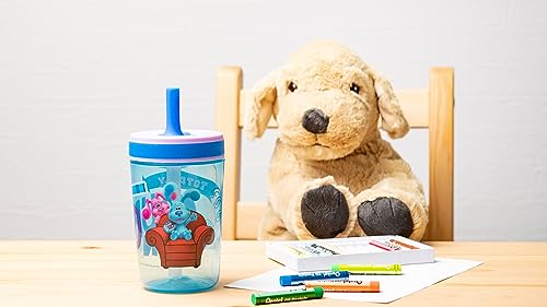 Zak Designs 15oz Blue's Clues Kelso Tumbler Set, Leak-Proof Screw-On Lid with Straw Made of Durable Plastic and Silicone, Perfect Bundle for Kids, 1 Count (Pack of 1)