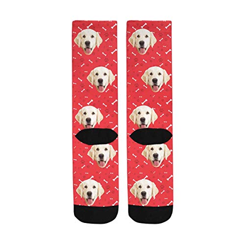 Custom Socks with Faces, Personalized Photo Socks Pet Face Printed Picture Socks Dark Blue Change Size Face Crew Socks for Men Women Friends Father's Day Christmas Birthday
