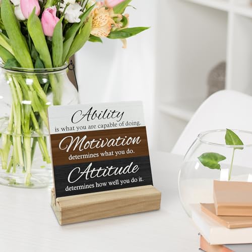 FUGWN Funny Office Desk Decor, Funny Motivational Wood Desk Sign, Funny Inspirational Gifts for Coworkers Women Friends, I Match Energies Wooden Plaque with Wood Stand for Home Office Table Decor