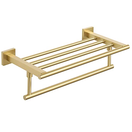 Alise Towel Rack,Towel Holder Towel Hanger with Towel Bar for Bathroom Lavatory,Wall Mount SUS 304 Stainless Steel Towel Shelf,GKL100-G Brushed Gold 16-Inch