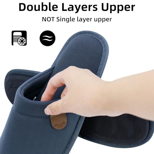 WALKFUN Comfortable House Slippers for Men Full Toe Comfortable Indoor Slip on Warm Slides Sandals with Memory Foam for Bedroom,Indoor Home(Coffee 11-12)