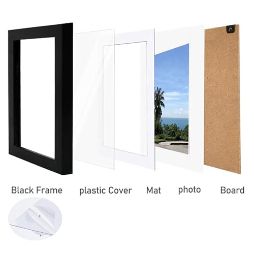 BENGBUKAISAI Black Brushed 8x10 Picture Frame, Picture Display 5x7with white cardstock or 8x10 without white cardstock, for wall display and tabletop display