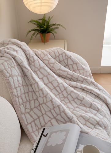 Ultra Soft Cozy Buffalo Checkerboard Grid with Lightning Pattern Fluffy Microfiber Knitted Throw Blanket Lightweight Fleece Checkered Blanket for Sofa Couch Bed Travel