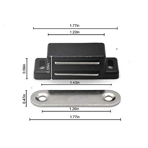 QEDT Cabinet Magnet Latch - Best for Cabinet Doors, Cupboards, Drawers and Shutters - Cabinet Magnetic Latch Easy Install - Magnetic Cabinet Catch Screws Included - Set of 12 (Black)…
