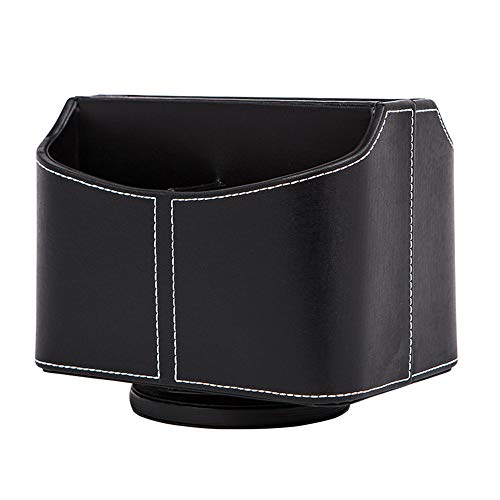 PU Leather Remote Control Holder Rotate 360 degrees Desk Organizer Storage Box for Remote Caddy,TV Guide, Mobile Phone, Pen,Stationery and Media Storage,Bedside Table Organizer(Black)