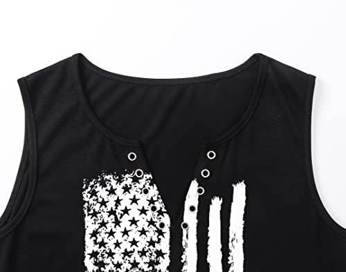 MAIHUN American Flag Tank Tops for Women 4th of July Shirts Ring Hole Sleeveless V-Neck T-Shirt Patriotic Tees
