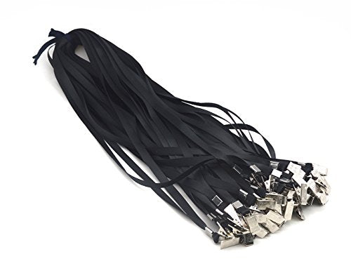 Bird Fiy® 50 Pcs Nylon Cord Lanyards Bulldog Clip Deluxe Neck Lanyard for Id Cards/badges (black)