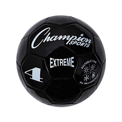 Champion Sports Extreme Series Soccer Ball, Regulation Size 5 - Collegiate, Professional, and League Standard Kick Balls - All Weather, Soft Touch, Maximum Air Retention - For Adults, Teenagers, Black