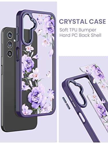 DagoRoo for Samsung Galaxy A16 5G Case+Tempered Glass Screen Protector,Military Grade Protective Slim Soft TPU+Hard PC,Girls Women Crystal Clear Flower Pattern Case Cover for Galaxy A16 5G-Daffodils