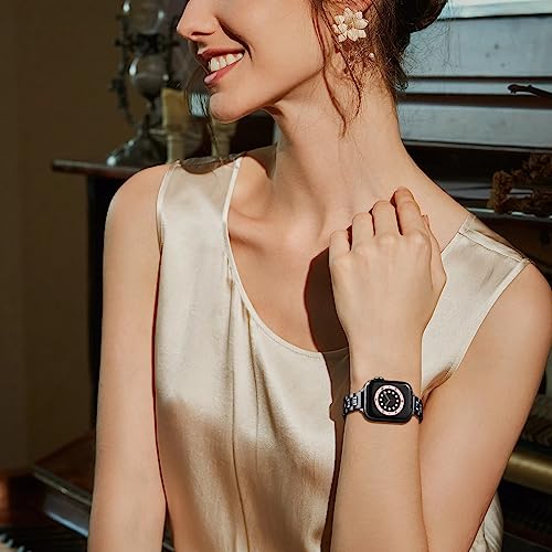 STIROLL Thin Replacement Band Compatible for Apple Watch 38mm 40mm 41mm 42mm 44mm 45mm 49mm, Stainless Steel Metal Wristband Women Men for iWatch Ultra SE Series