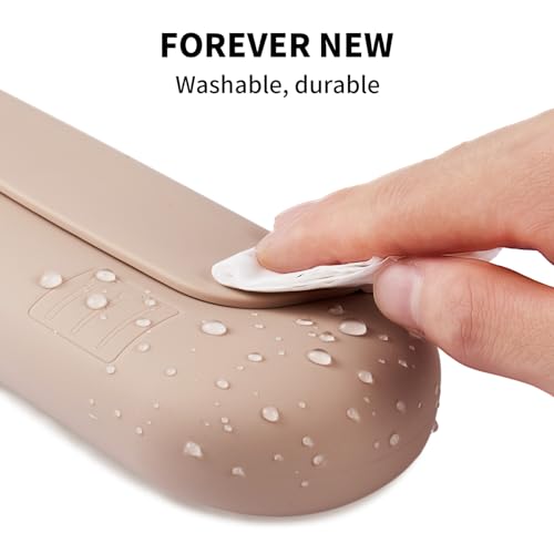 AGIKET Silicone Makeup Brush Holder Travel Cosmetic Bag:Soft Portable Cosmetic Face Brushes Holder with Upgrade Anti-Fall Out Magnetic Closure, Large Travel Makeup Brush Case - Walnut