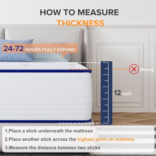 TXO Full Size Mattress, 10 Inch Medium Firm Hybrid Mattress with Individual Pocketed Springs and Cool Gel Memory Foam, Enhance Edge Support, Motion Isolation, Pressure Relief, Full Mattress in a Box