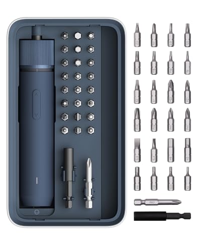 HOTO Electric Screwdriver Kit, 25-Piece Upgraded Bit Set, 3.6V Cordless Screwdriver Rechargeable, Magnetic Case Lid, 3 Torque Settings, 1500mAh Battery, LED Light for Furniture/Electrical Repairs