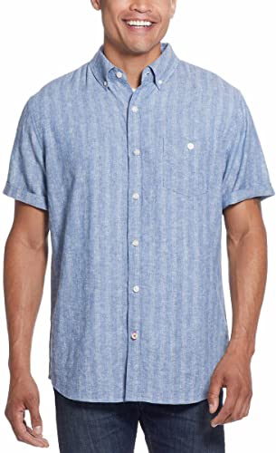 Weatherproof Vintage Men’s Short Sleeve Woven Shirt (Blue, Small)