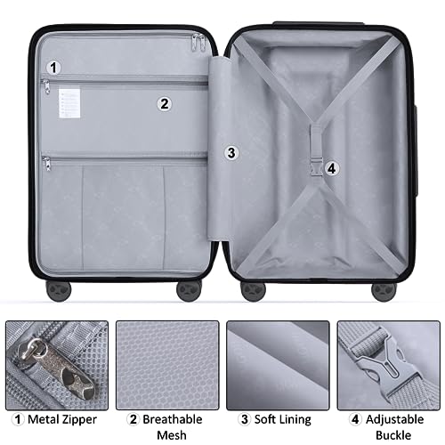 MGOB Carry On Luggage - Hard Shell Suitcase with Spinner Wheels, Lightweight PC Luggage with TSA Lock, Airline Approved for Men and Women