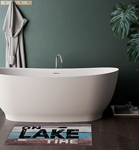 On Lake Time Paddles Super Absorbent Bath Mat,17 x 30 Inch Home Lake House Bathroom Kitchen Decor Quick Dry Rubber Non-Slip Floor Mats Rug Carpet,Lake Lovers Gift
