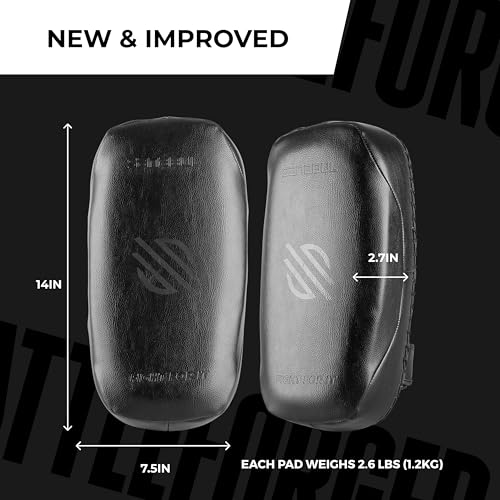 Sanabul Upgraded Battle Forged Kickboxing Muay Thai Pads 2pcs Muay Thai Striking Coaching Gear Martial Arts Training Kick Pads 1 Pair - Black