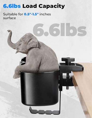 KEMIMOTO Desk Cup Holder with Headphone Hanger, 2 in 1 Cup Holder for Office Table, Lawn Chair, Golf Cart, Pontoon Boat, Fit for Most 18-32 oz Bottles