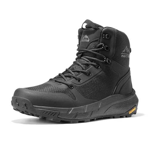 NORTIV 8 Men's Mid Military Tactical Boot Comfortable Lightweight Boots for Work All Day Side Zipper Motorcycle Combat Boots Black Size 10 M US SNMT241M
