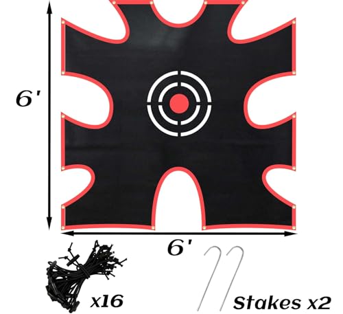 Doubleriver Lacrosse Goal Target Lacrosse Target for Goal 6x6FT Lacrosse Goal Shooting Target with 9-Pocket Practice Accuracy Circle