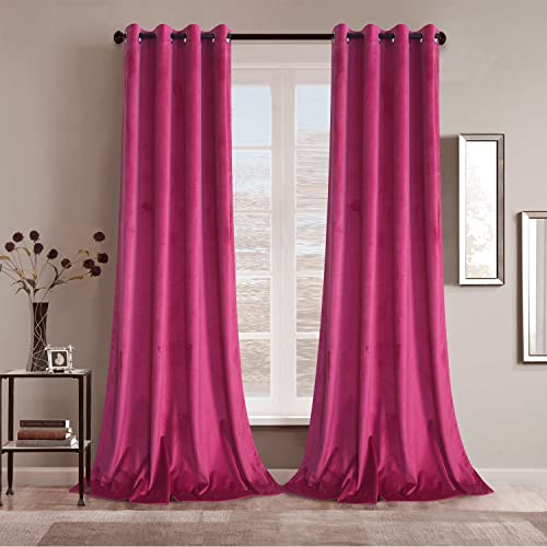 Roslynwood Decorative Velvet Noise Reducing Blackout Curtains Grommet Top Soft Thermal Insulated Home Office Drapes for Bedroom 52W x 84L Inch, Stone Blue, Set of 2 Panels