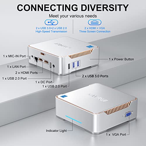KAMRUI GK3PLUS Mini PC, 16GB DDR4 1TB SSD, 12th Gen Alder Lake-N95(up to 3.40GHz) Mini Desktop Computer, Support 2xHDMI+VGA 4K Triple Display for School/Home/Office Small pc