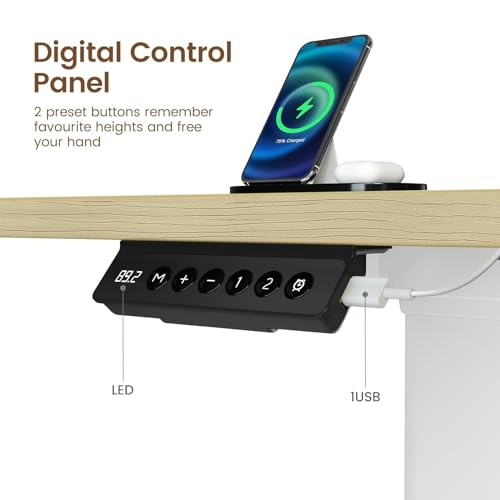 Rolanstar L Shaped Standing Desk with LED Light and Power Outlet, Dual Motor Height Adjustable Electric Standing Desk with Monitor Stand & Keyboard Tray, 61.2" Sit Stand Desk Black