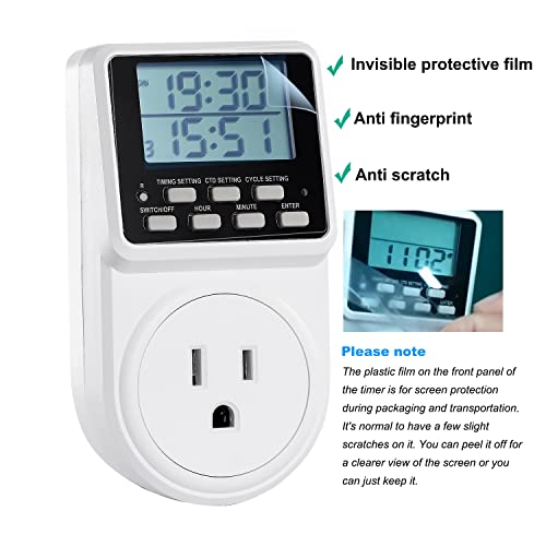 Techbee Digital Infinite Repeat Cycle Intermittent Timer Plug for Electrical Outlet, 24 Hour Programmable Indoor Timed Power Switch with Countdown Delay On and Off (120V, 15A), 1 pack