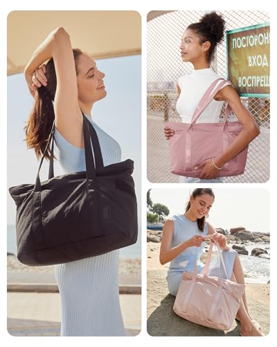 BAGSMART Tote Bag for Women with Zipper, Gym tote with Compartments, Work Tote Nurse Dance Yoga Bag for Travel