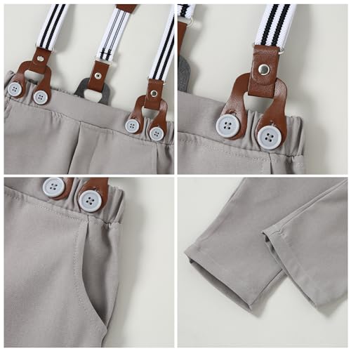 CARETOO Toddler Wedding Outfit Baby Boy Gentleman Long Sleeves Suit Sets with Pocket 12 Months to 5 Years