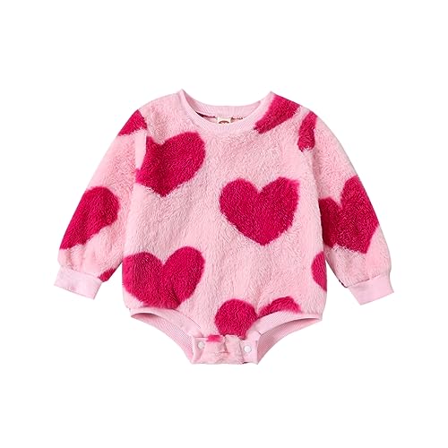 Kayotuas Baby Valentines Day Romper Cute Letter Print Sweatshirt Long Sleeve Pullover Bubble Bodysuit Spring Festival Clothes (MAMA IS MY valentine Red White, 3-6 Months)