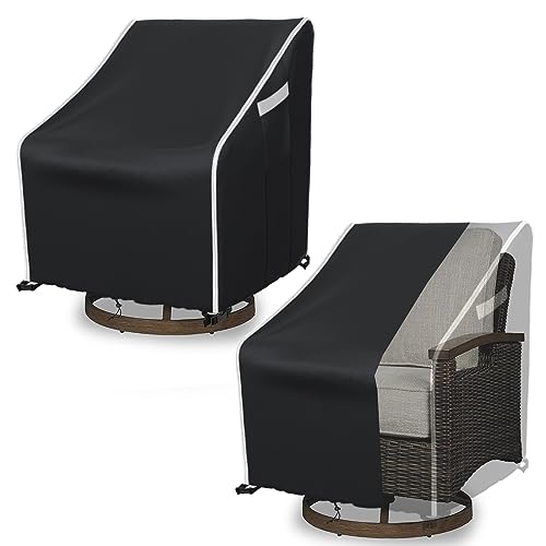 STARTWO Patio Chair Covers 2 Pack Outdoor Furniture Covers Waterproof Fit for 29"W x 30"D x 36"H, Lounge Deep Seat Cover, Heavy Duty Chair Covers for Lawn Furnitures, Black