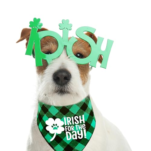 St. Patrick's Day Dog Bandana, 2 Pack Holiday Cat Irish ShamrockLucky Bandana for Large Medium Small Puppies Pets