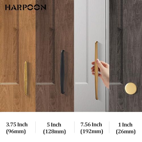 HARPOON Cabinet Knobs 1.3 Inch Round Knob Modern Pull Drawer Handle Wardrobe Cabinet Hardware 6 Pack Brushed Gold