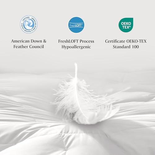 Martha Stewart Mattress Topper Twin Size - 3 Inch Feather Bed 100% Cotton Cover Fabric- All Seasons Fluffy White Mattress Pad Feather Topper Relieve Back Pain for Bedroom